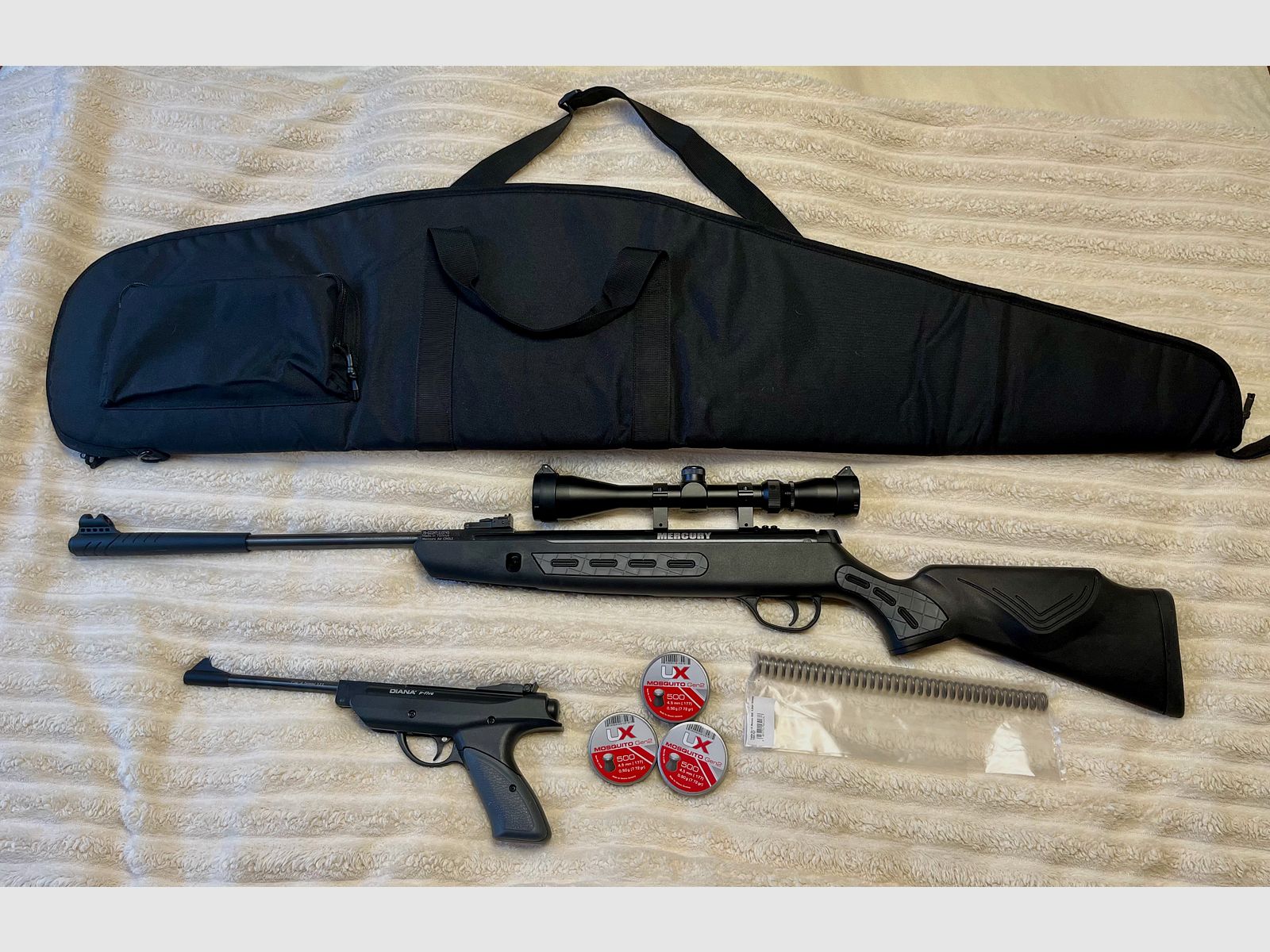 Air rifle Mercury and air pistol Diana with accessories NEW