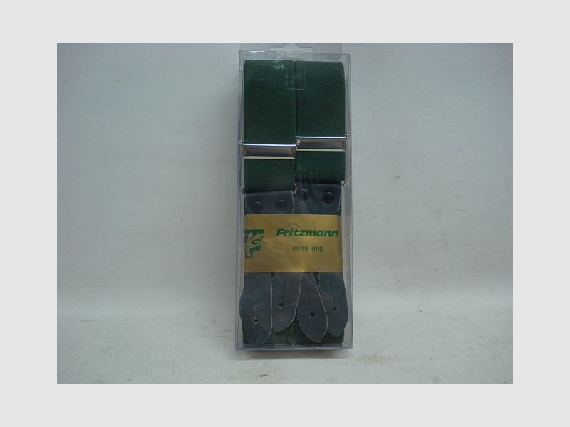 Braces with leather loops - solid green, width 35 mm length 120 cm