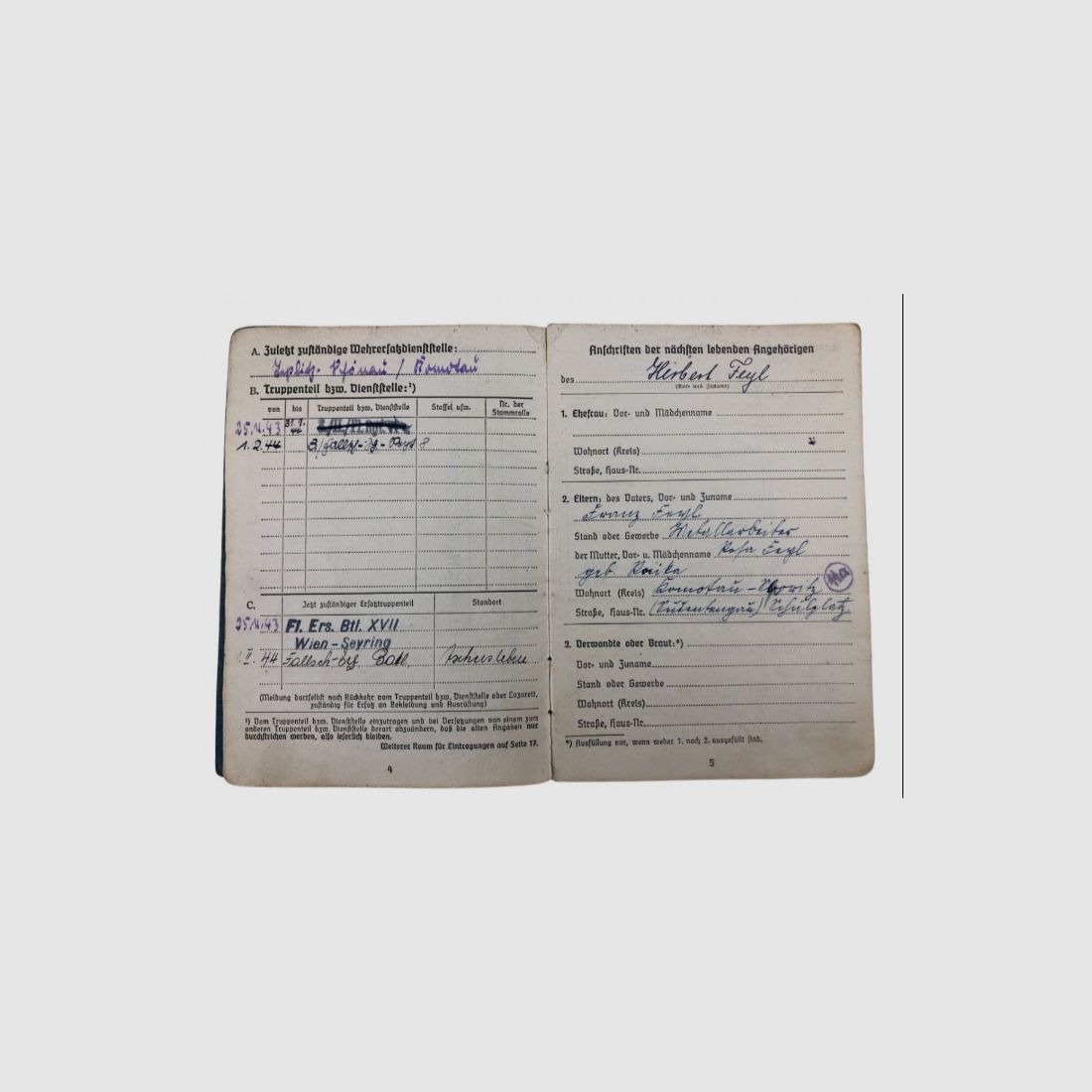 Soldbuch Fallschirmjager aus Wk2
