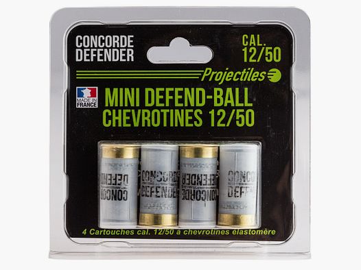 4 Patronen Mini Defend-Ball Kal. 12/50 Chevrotine Elastomere CONCORDE
