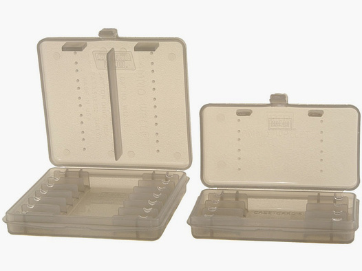 Estuche para cartuchos MTM W12B-38-41 claro ahumado con tapa abatible para 12 cartuchos .38 Spec./.357 Mag.