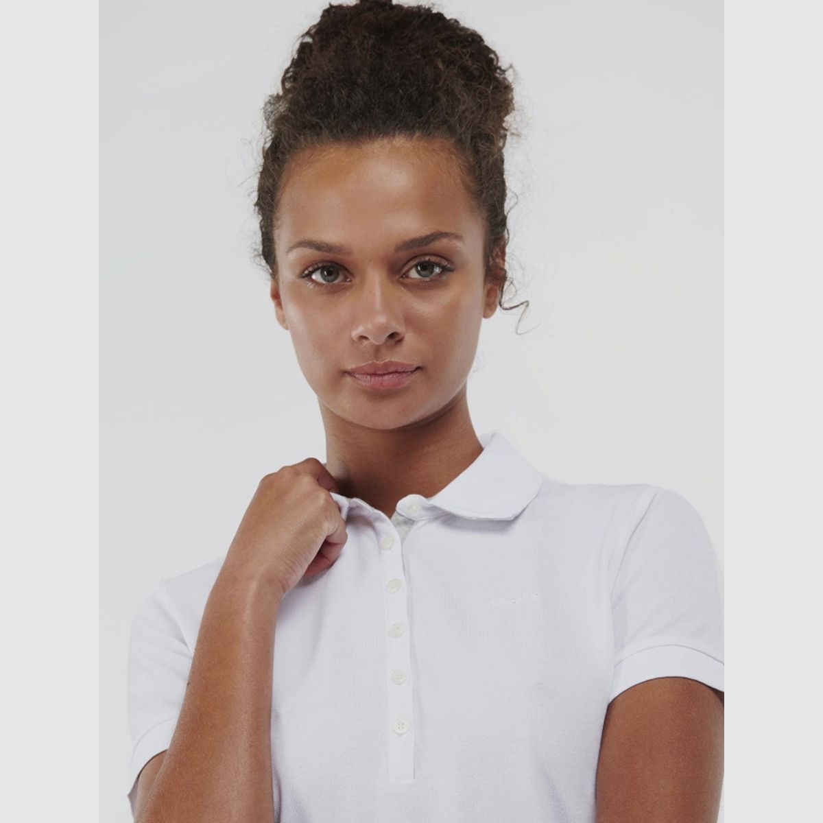 BARBOUR Portsdown Top Poloshirt Bianco/ Betulla Argento