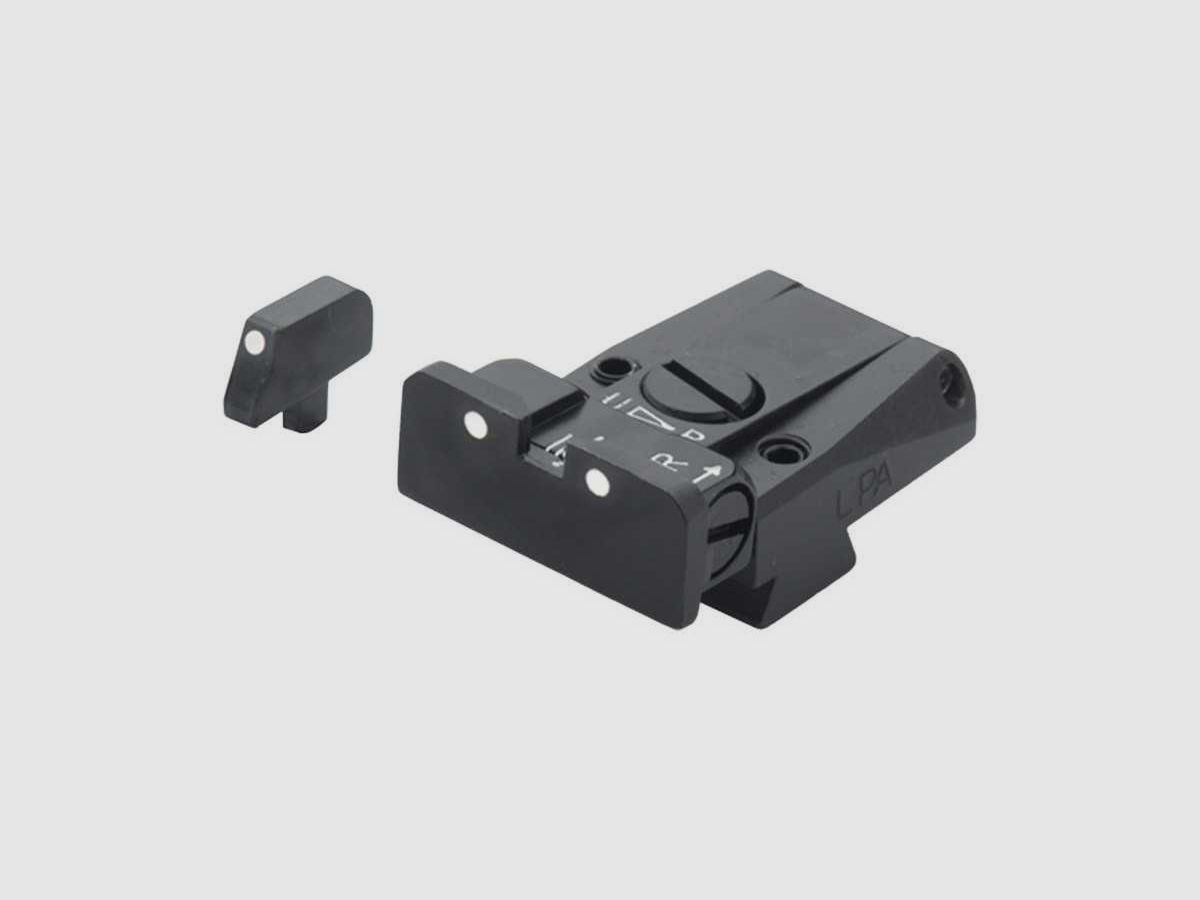 Adjustable rear sight and front sight