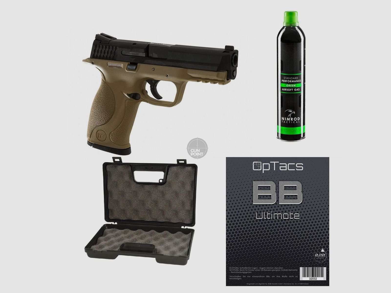 SET !!! Softair - Pistola - WE - M&P Versión de Metal GBB desierto - a partir de 18, más de 0,5 Joule