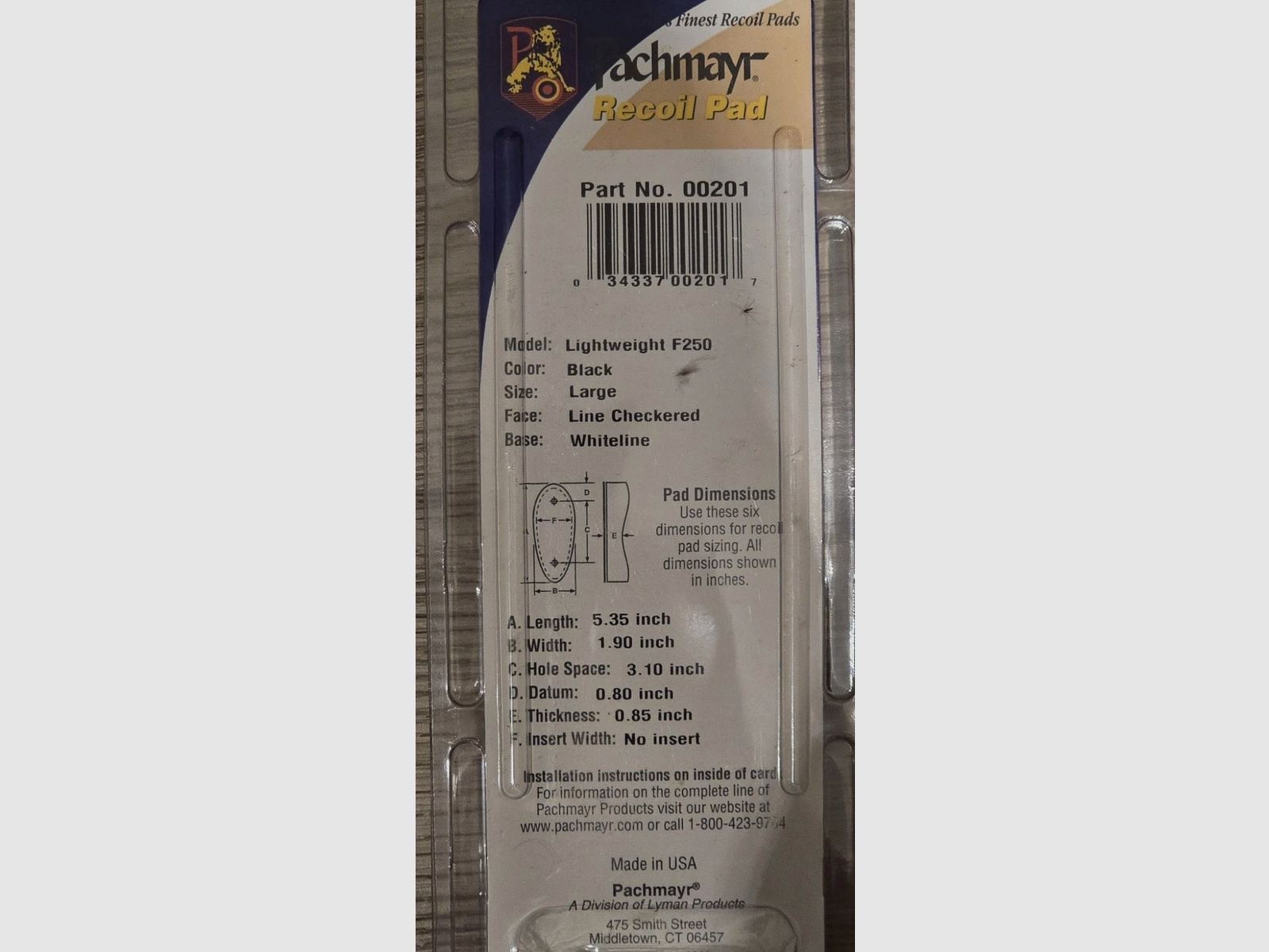 Pachmayr Lightweight F250 Large - Black nakładka na kolbę, zdjęcie 2 z 3