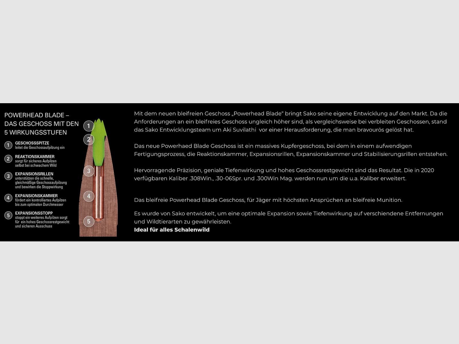 Sako 133000944 .308 Win. Powerhead Blade 10,5g 162grs. Bleifrei Büchsenmunition