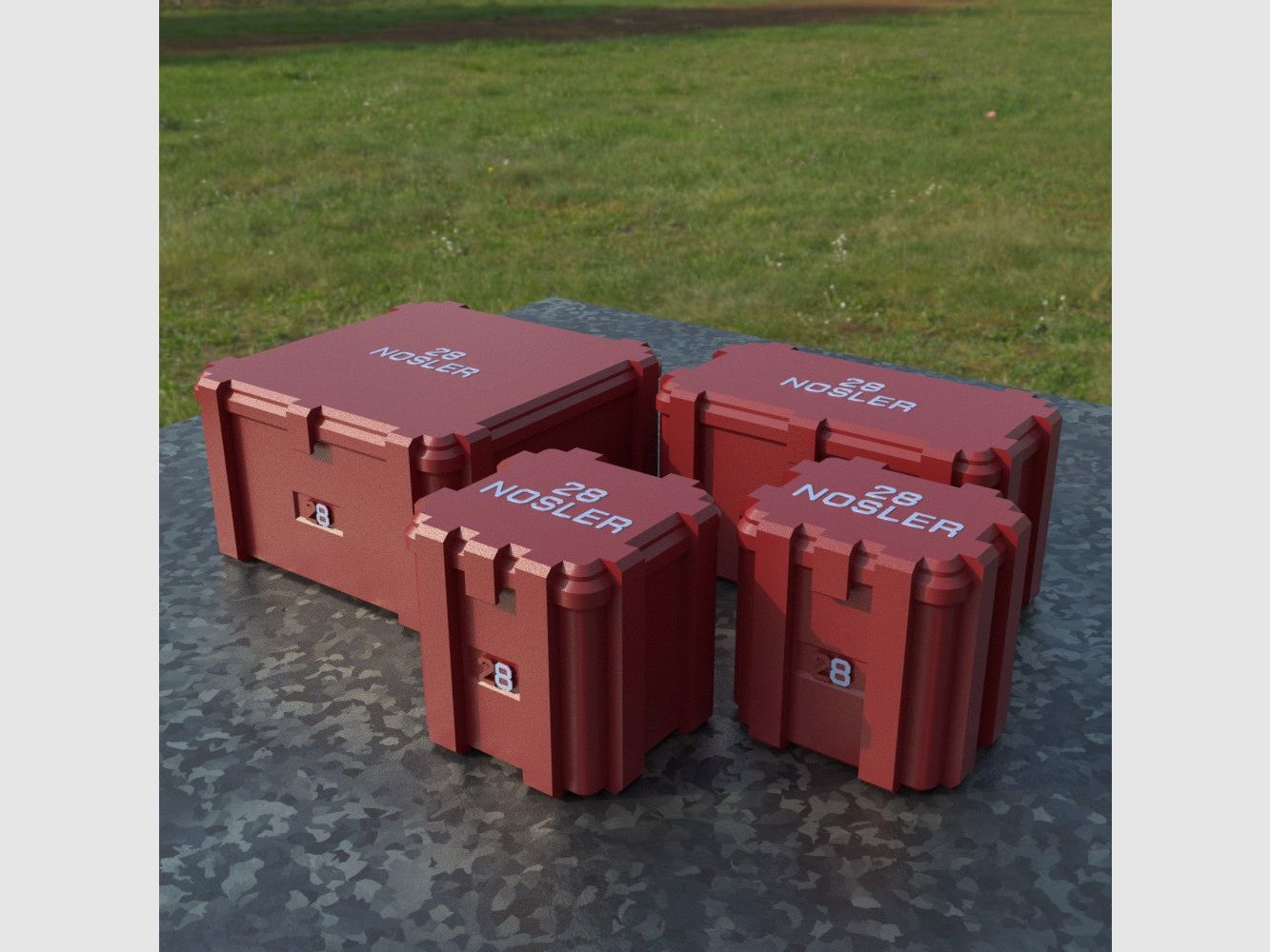 Filamelt ammunition box / .28 Nosler / 'flip lid' / cartridge box, ammo box