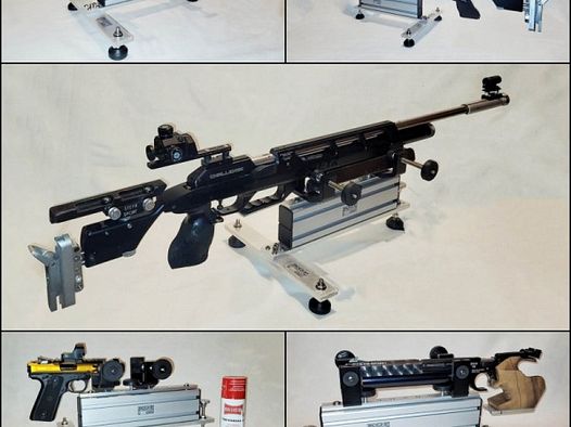 Einschießvorrichtung, Einschießbock T-300-Pro mit 2-facher Klemmung für Luft-Pistole und -Gewehr