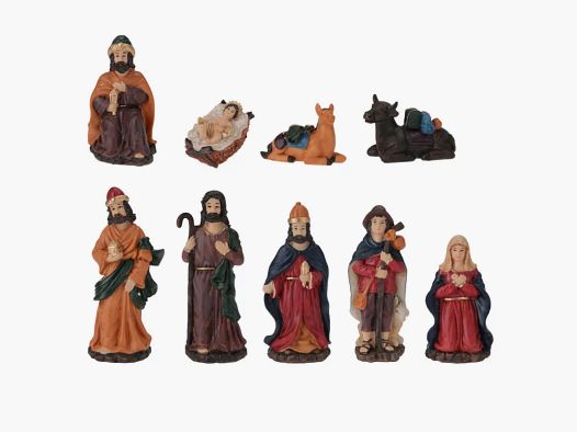 Set aus Weihnachtsfiguren aus Harz - 9 Teile