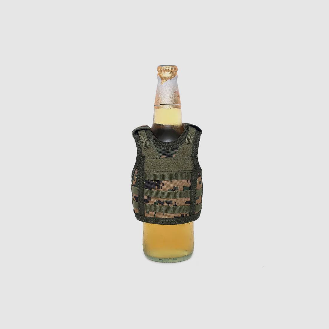 Mini Schutzweste für Bierflasche / Weinflasche / Thermosflasche - Digital-Woodland