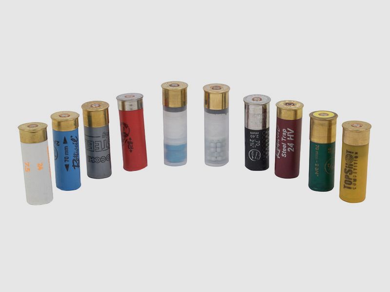 Deko Schrotpatronen Kaliber 12 blinde Originalpatronen bunt gemischt Slug und Kugeln 10 StĂĽck (P18)