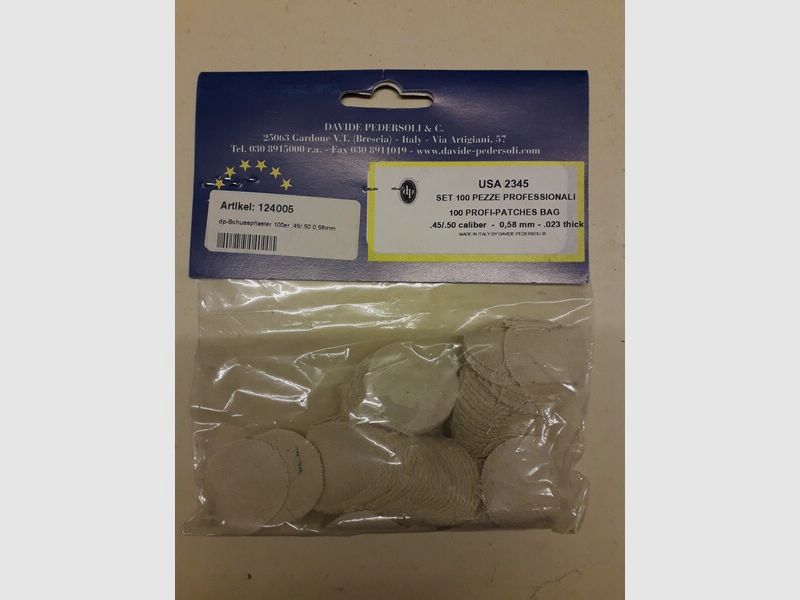 Schusspflaster Vorderlader Kal. .45-.50 Ø 28mm Stärke 0,58mm 0,023 inch Pedersoli