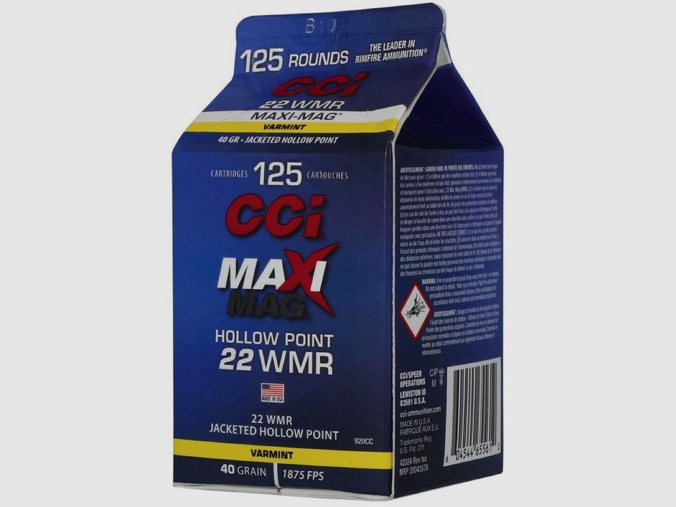 CCI Maxi-Mag JHP 40grs 125St .22wmr, afbeelding 3 van 3