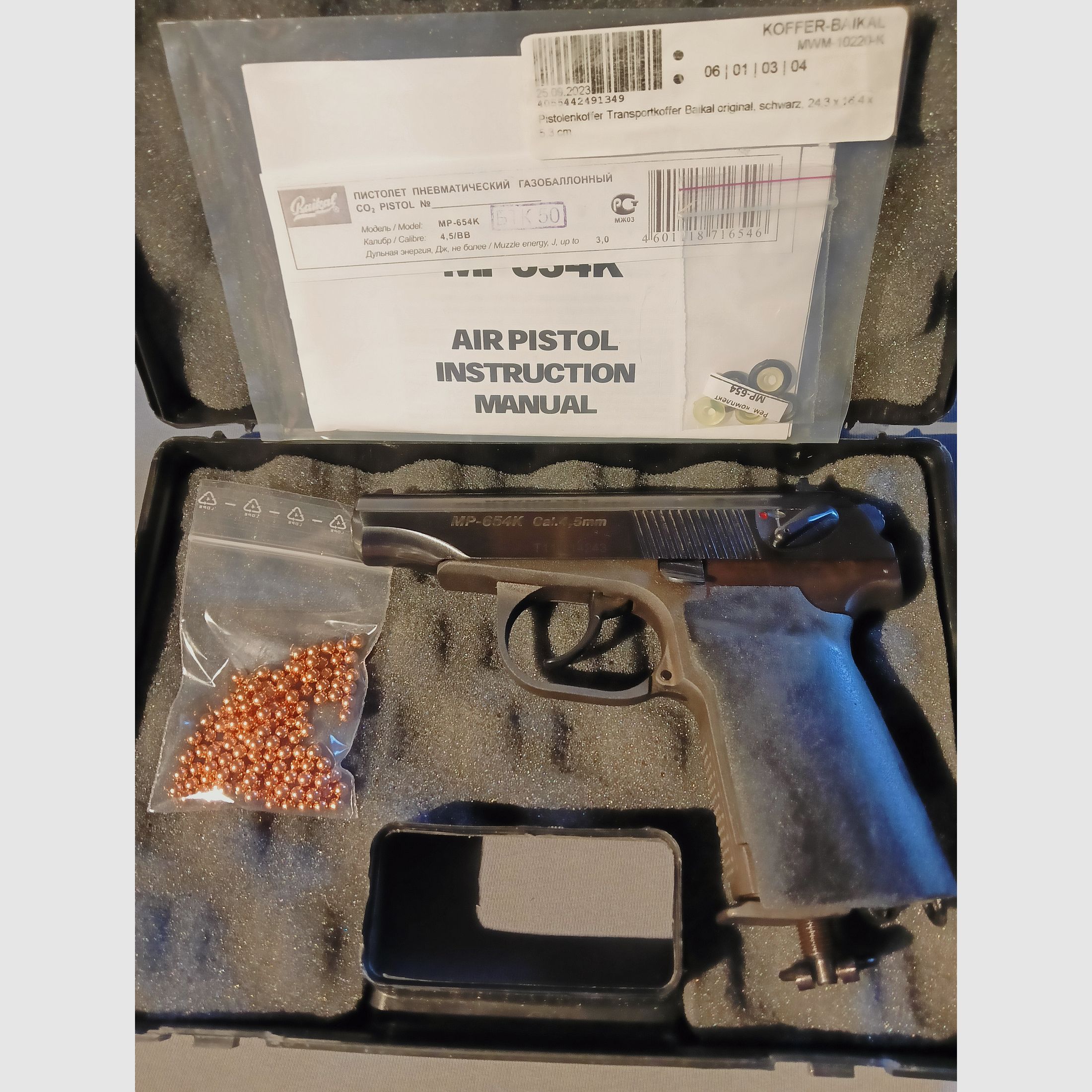 Baikal MP 654 K Makarov, T11, CO2 4,5 mm BB, funziona perfettamente in buone condizioni TOP