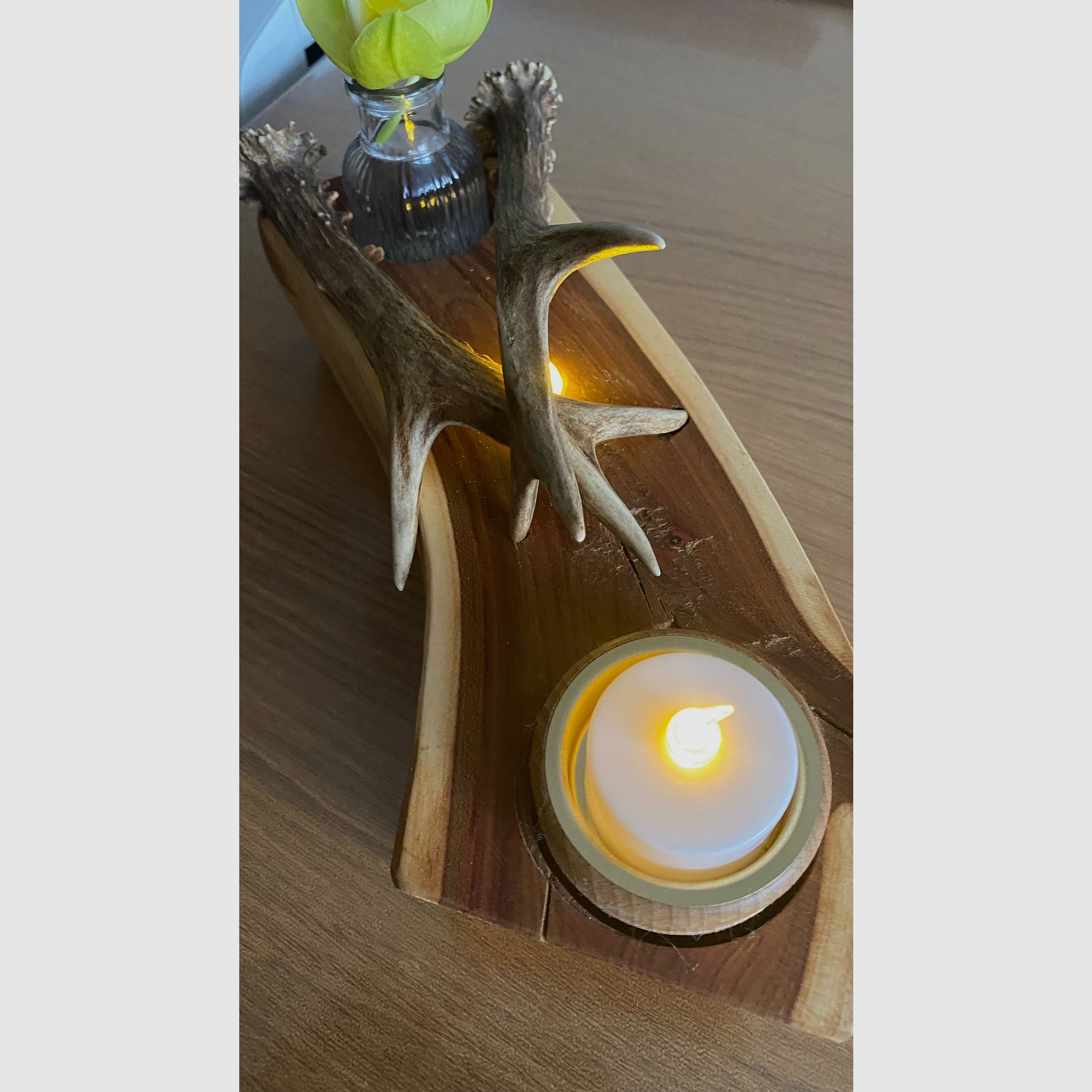 Table decoration decoration lighting vase antlers wood