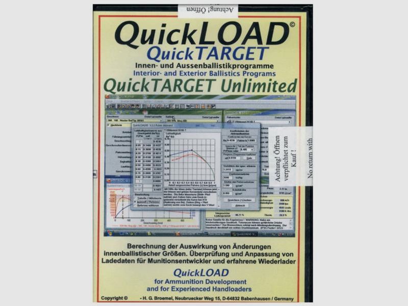 Various Medium: Reloading QuickLOAD Ballistics 3.9 Software Program eng/de.