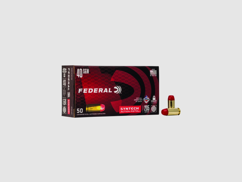 Federal Pistol Ammunition American Eagle .40 S&W 13.3g Syntech Jacket Flat Nose Syntech Action Pi
