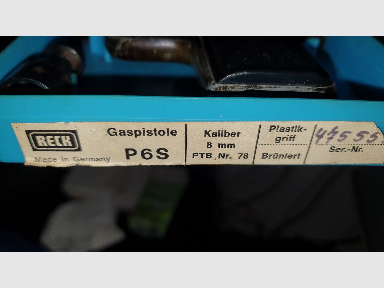 Reck P6S Gaspistole 8mm OVP Sammler Selten