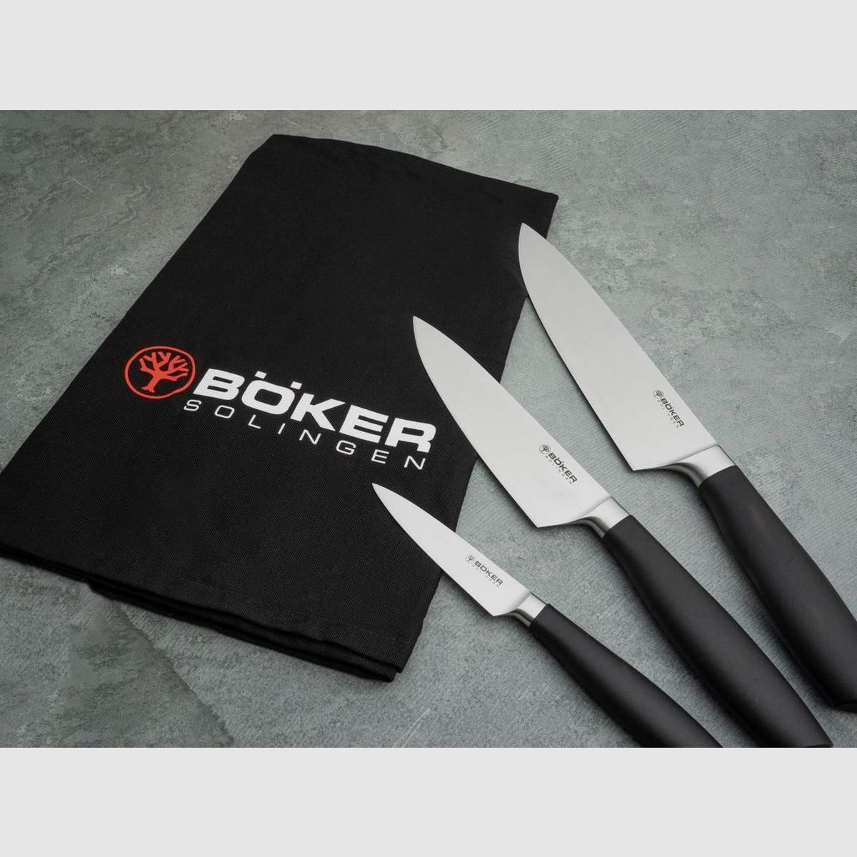 Böker Core Professional Trío de Cuchillos de Cocina con Paño de Cocina, imagen 4 de 32