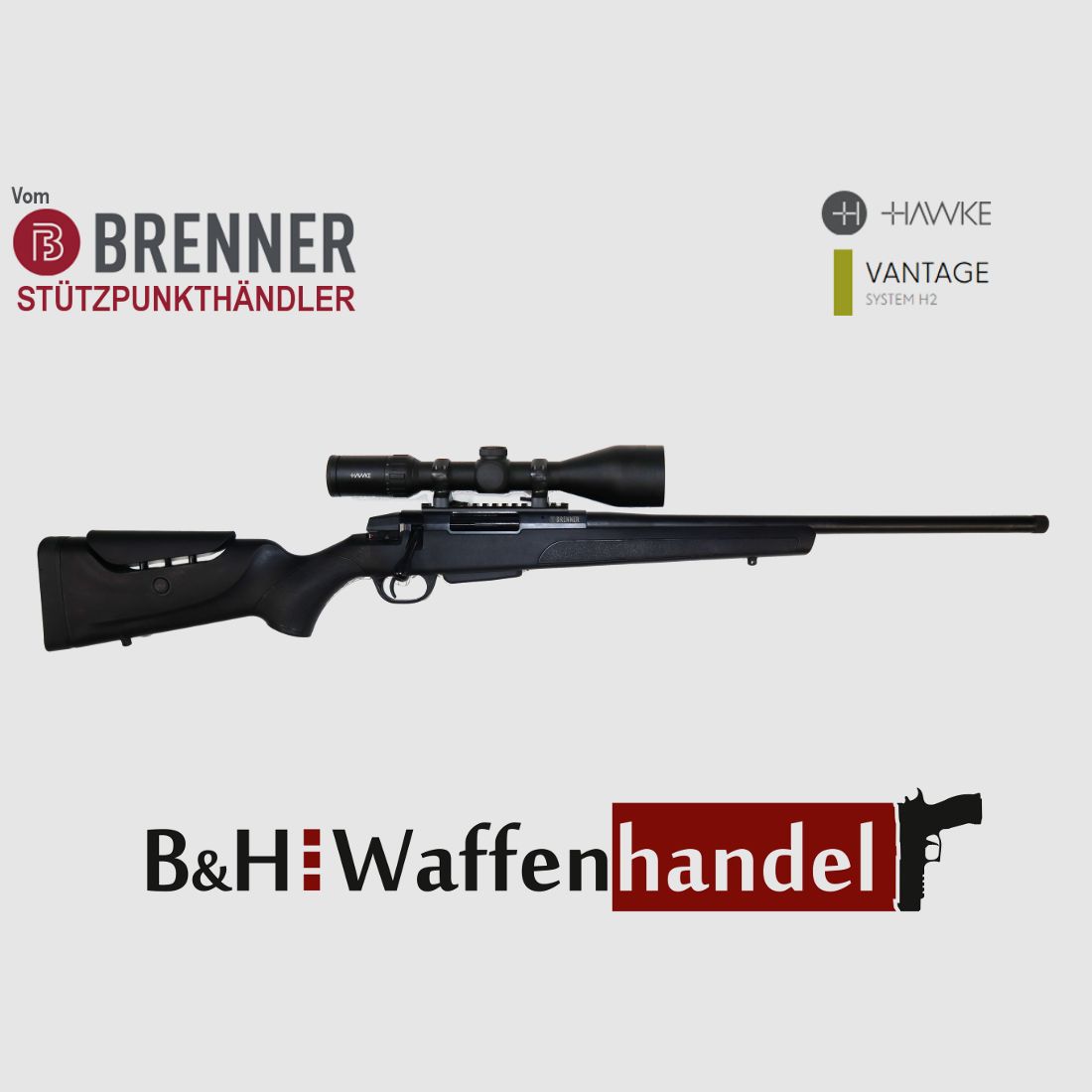 Komplettpaket, auf Lager: Brenner BR 20 Polymerschaft mit Hawke Zielfernrohr 3-12x56 fertig montiert (Best.Nr.: BR20PP6) Finanzierung möglich