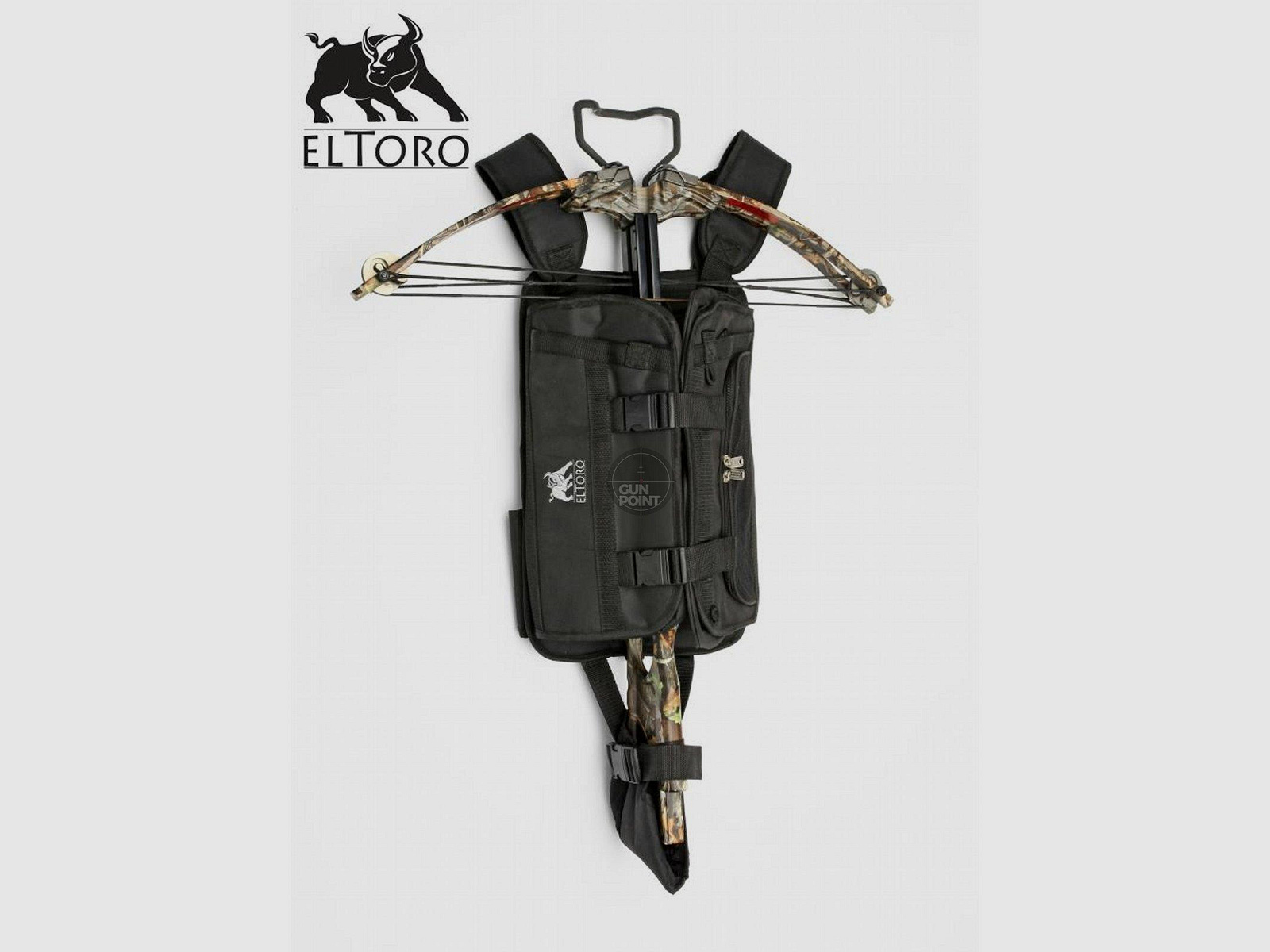 elTORO Tragesystem fr Armbrste in schwarz mit vielen Taschen