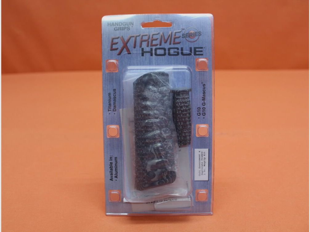 HOGUE Colt 1911 : Plaques de crosse HOGUE (01237-BLKGRY) Kit Magrip G10 (Stratifié) G-Mascus Piranha gris/noir