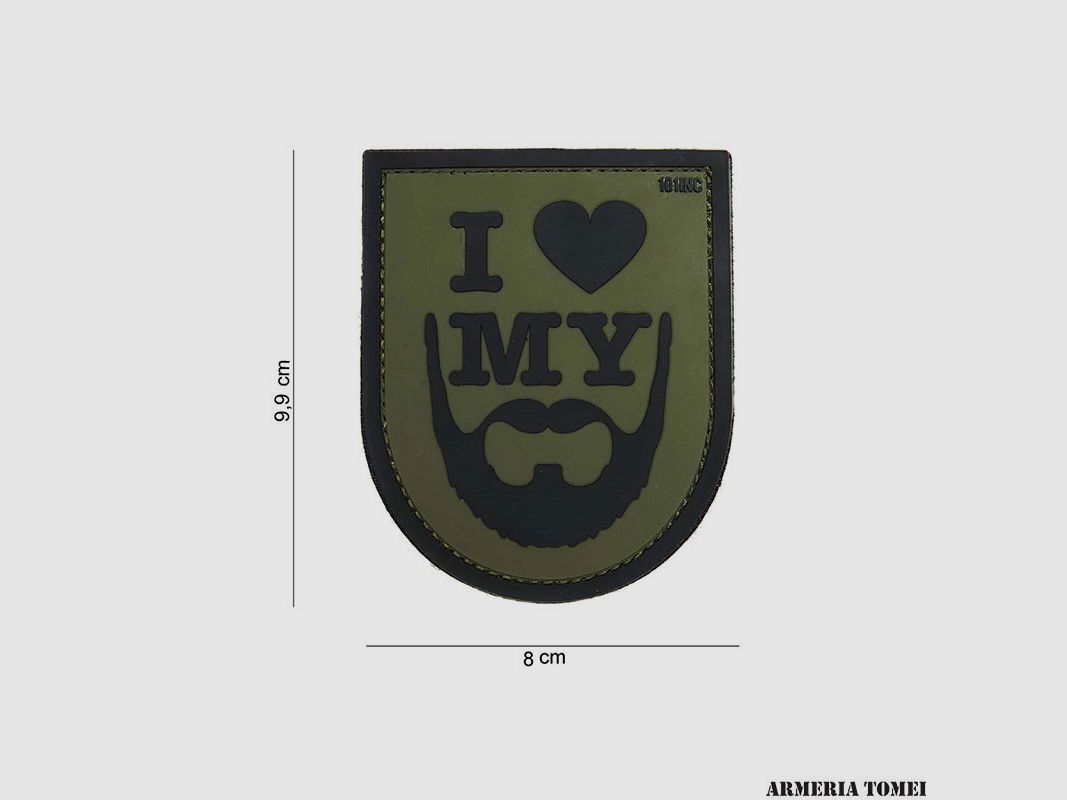 PATCH – 3D PVC I LOVE MY BEARD GRÜN #14043