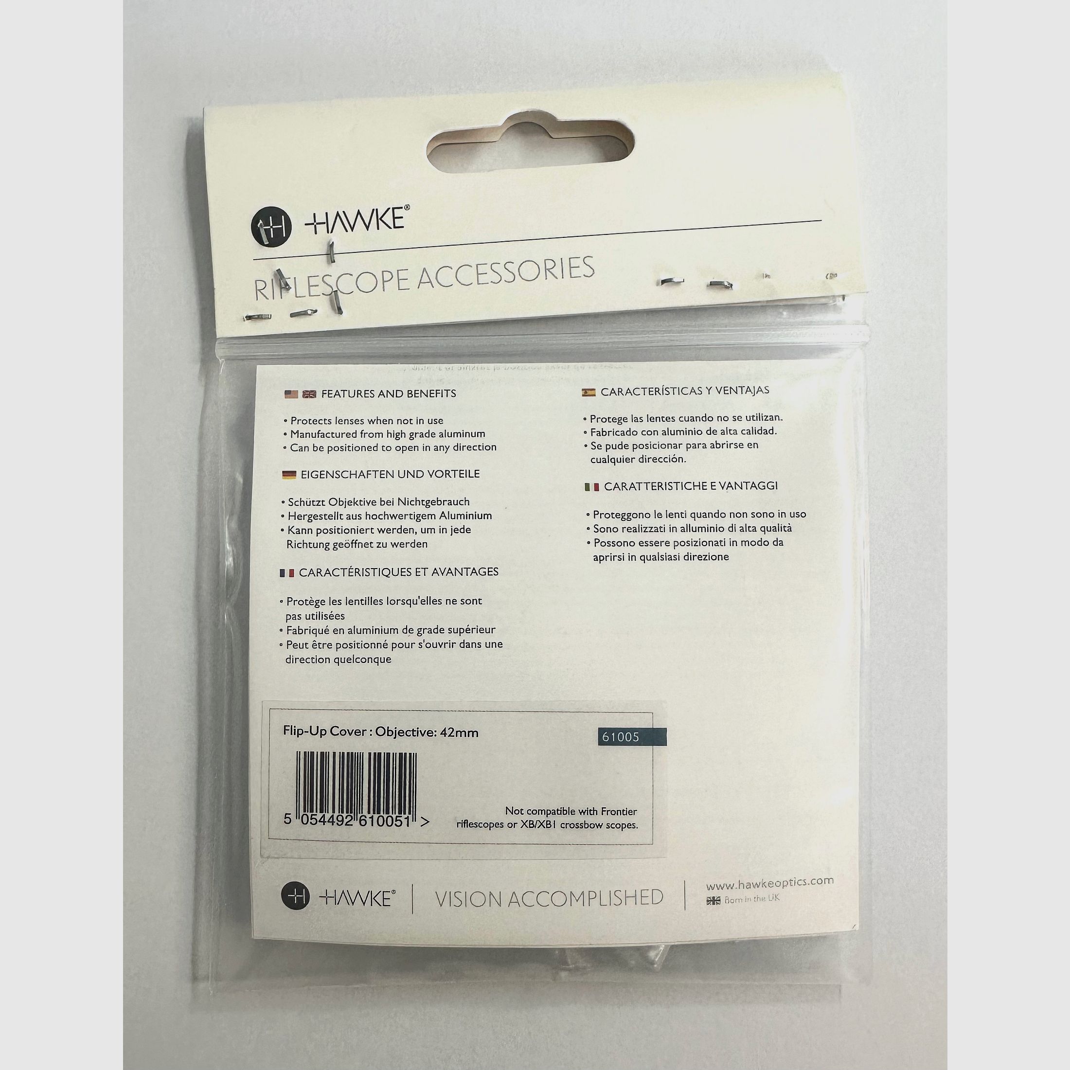 J1907 BWare HAWKE 61005 riflescope flip-up lens cover for 42mm objectives