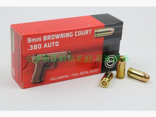 Geco 9mm court (.380 Auto) Full Metal Jacket 95gr. 6,15g 50 pièces Prix dégressifs