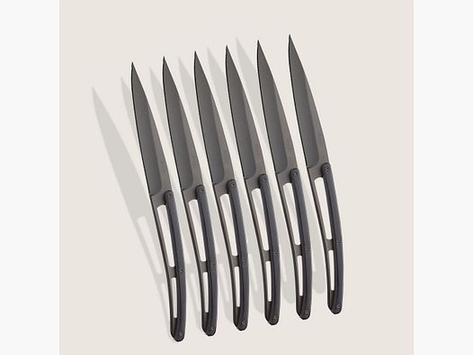 6 couteaux à steak Deejo dentelés, ébène