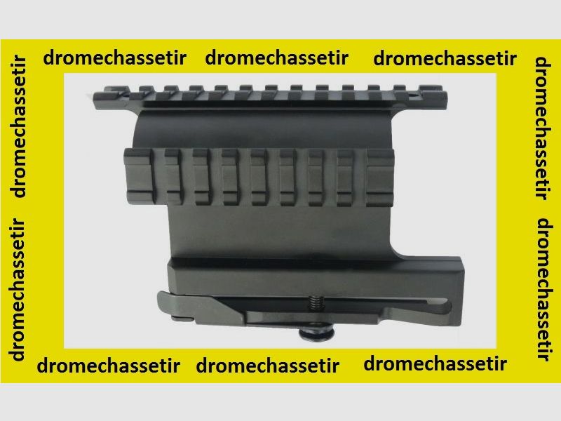 Montaggio con 2 guide Picatinny laterali, larghezza 21 mm per AK47 e cloni, serraggio a leva, nero, immagine 1 di 2