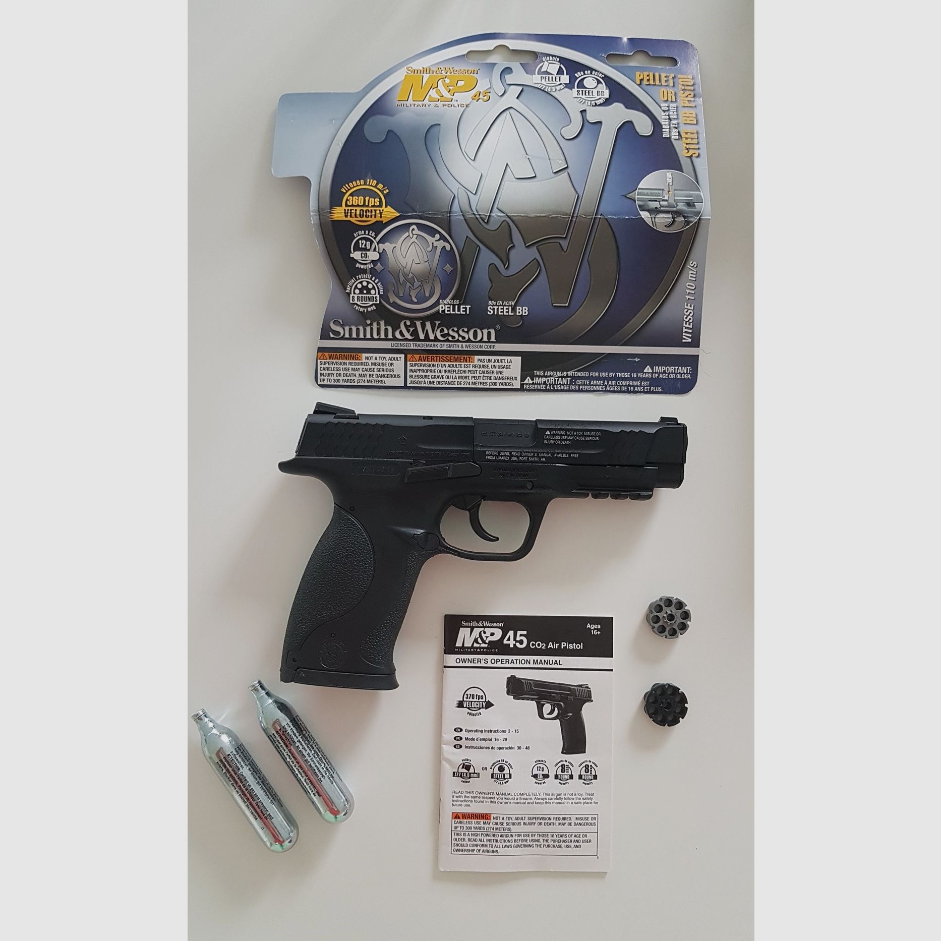 xSmith & Wesson M&P 45 4,5 mm Diabolo schwarz Co2-Pistole Luftpistole mit Pistolenkoffer