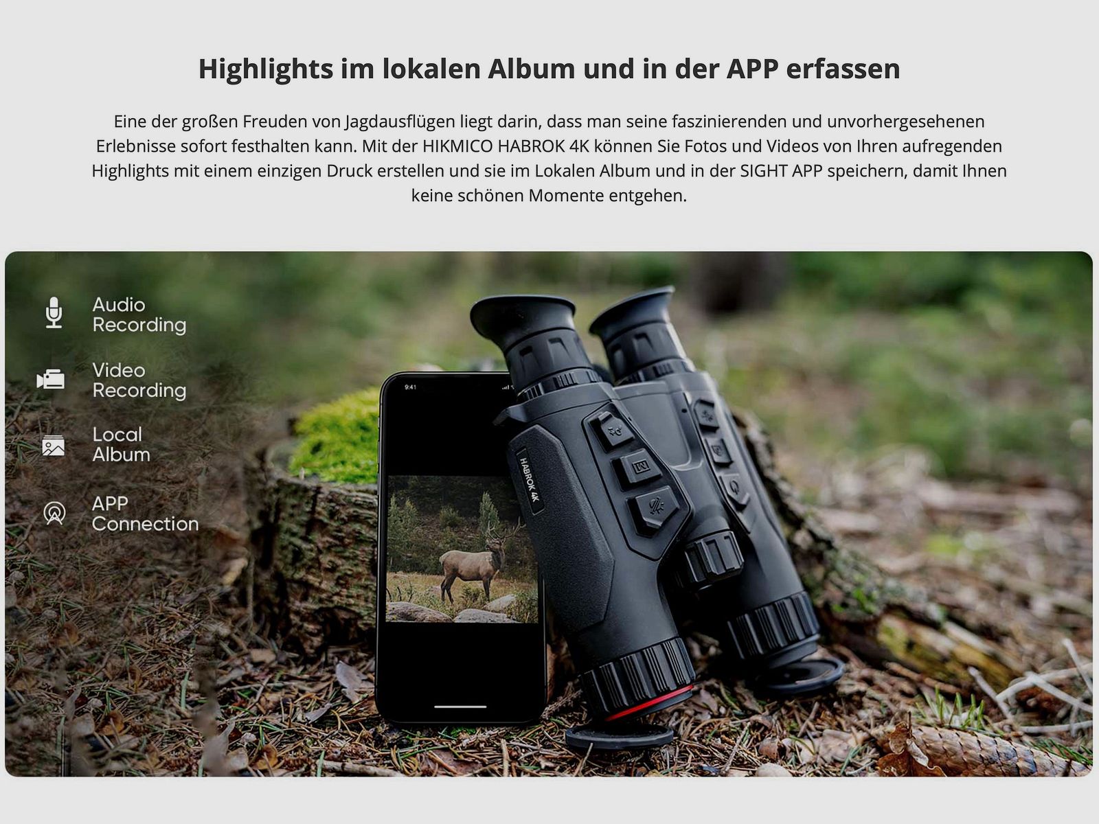 Hikmicro Binocular Habrok 4K HE25L 5.5-22x60 Wärmebild/Nachtsicht/Digitalkamera 850Nm 1920 x 1080