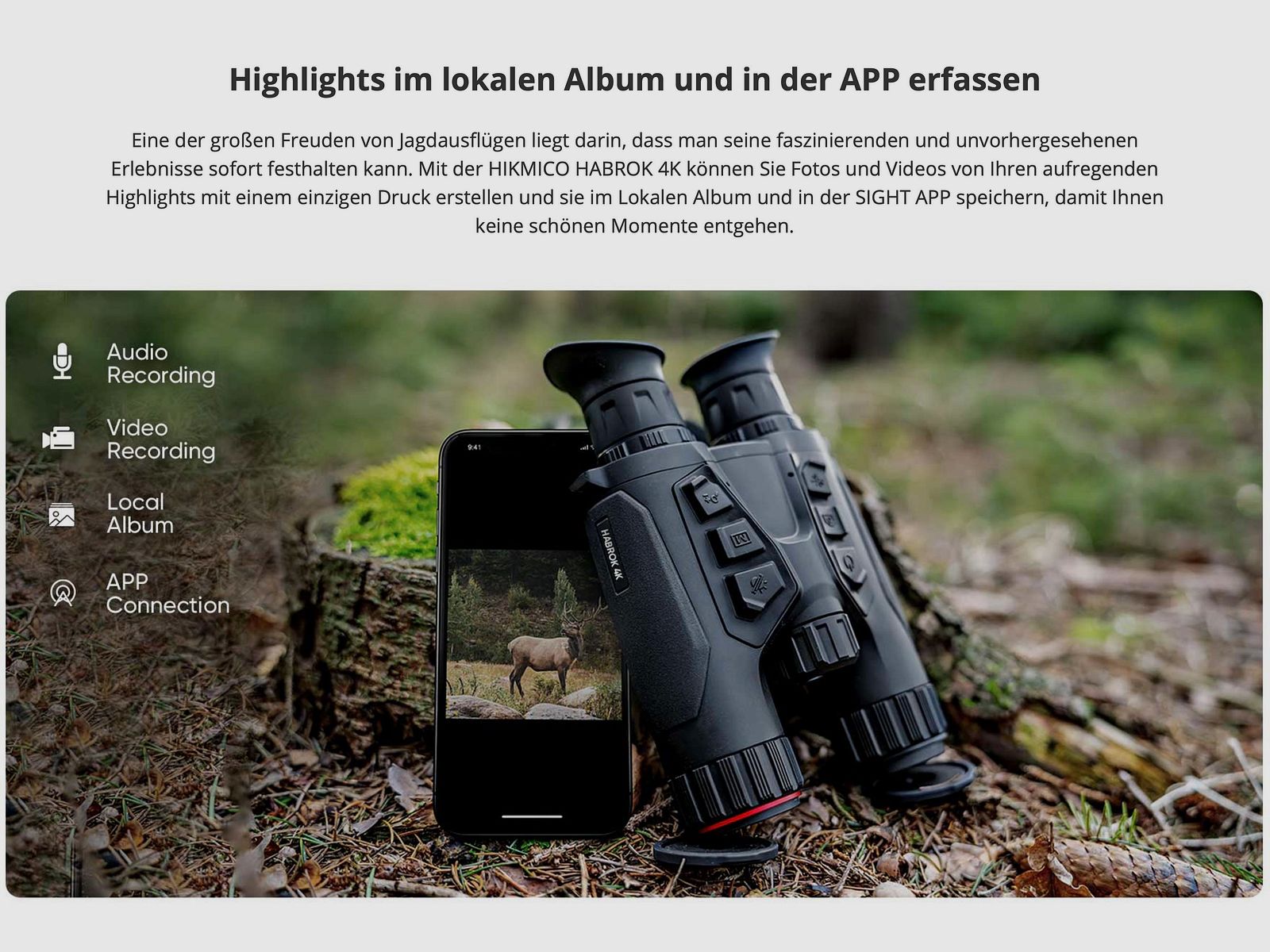 Hikmicro Binocular Habrok 4K HE25LN 5.5-22x60 Wärmebild/Nachtsicht/Digitalkamera 940Nm 1920 x 1080
