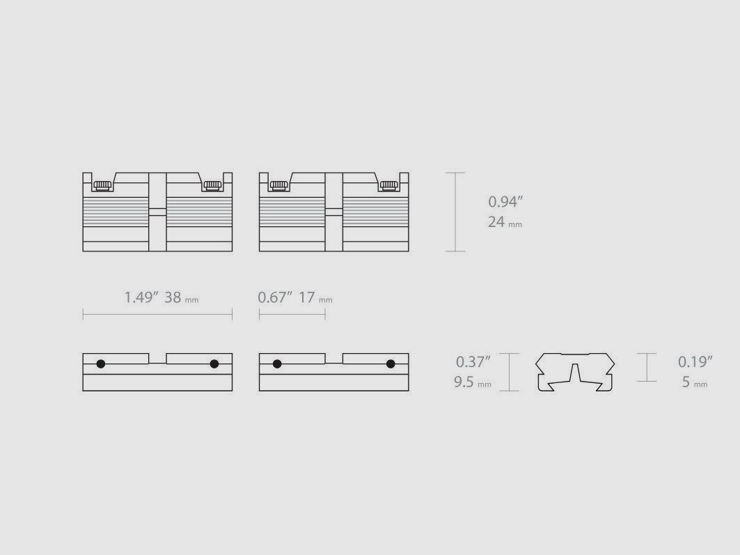 HAWKE 22405 Adapterschienen 3/8" RIFLE TO WEAVER 2 Stück