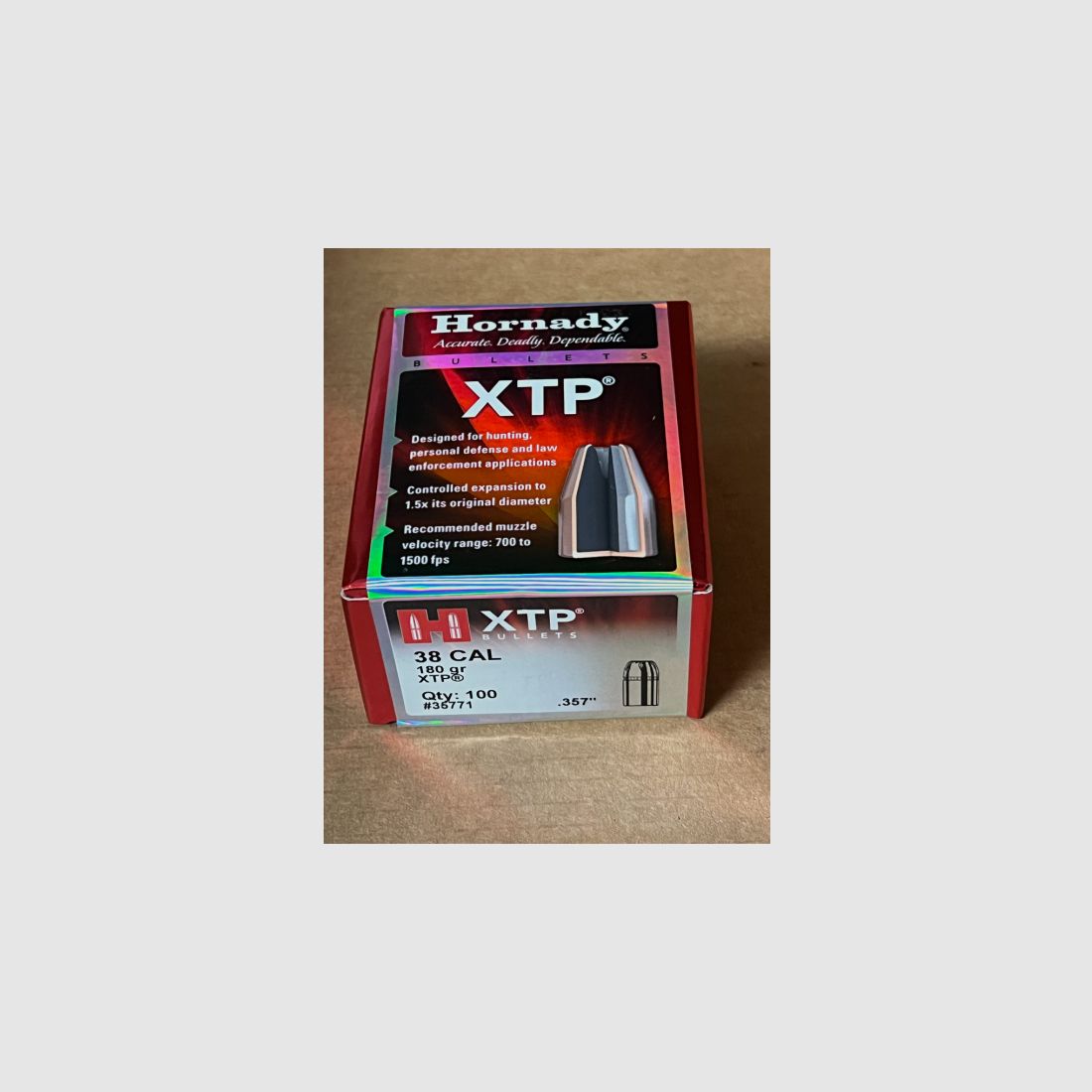 100 Geschosse Hornady .357 180 gr XTP / HP