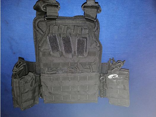 Plattenträger Katlock schwarz mit zusätzlichen Taschen