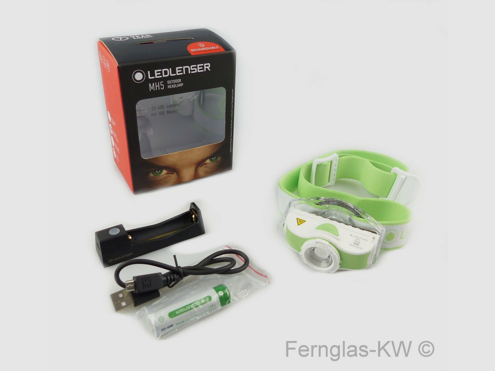 Ledlenser 501952 LED Kopflampe Stirnlampe MH5 Grün Weiß 400 Lumen mit Akku