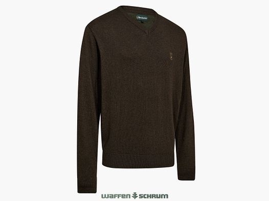 Deerhunter Pullover Harrington V-Hals Brown Melange