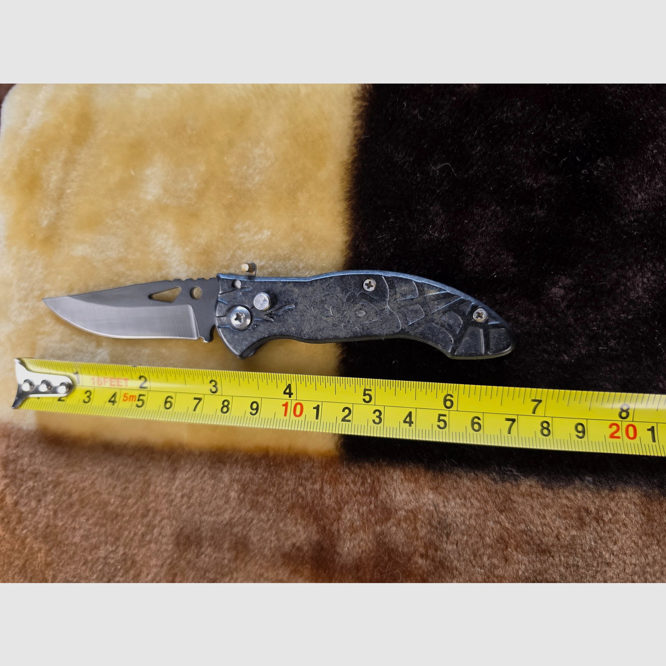 Taktisches Einhand-Klappmesser (Marmor-Muster) mit Spinnen-Motiv & Gürtelclip – EDC Taschenmesser, Bild 3 von 5