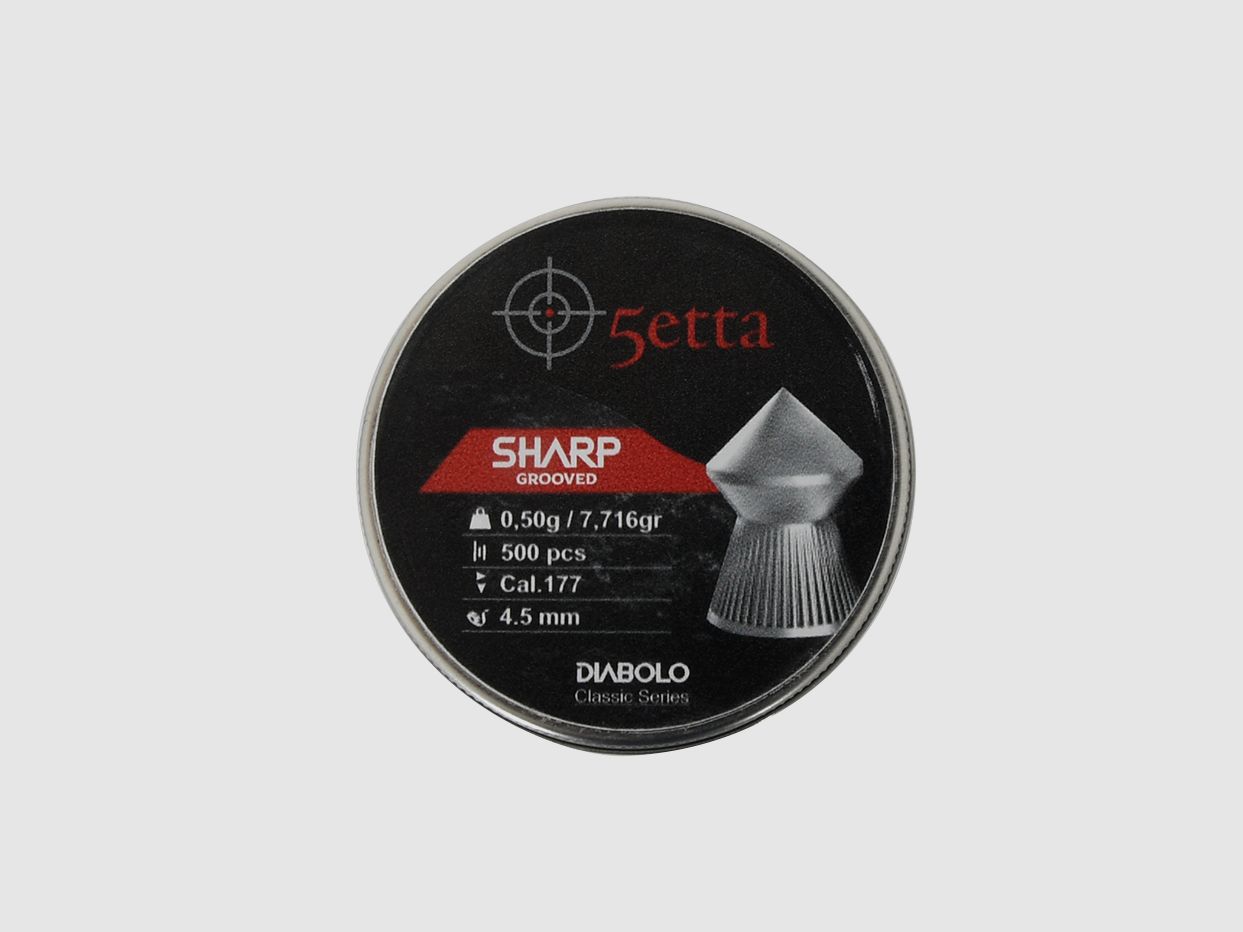 5etta Luftgewehrgeschosse, scharf gerillt, 4,5 mm, 0,5 g / 7,71 g, 500 Stück