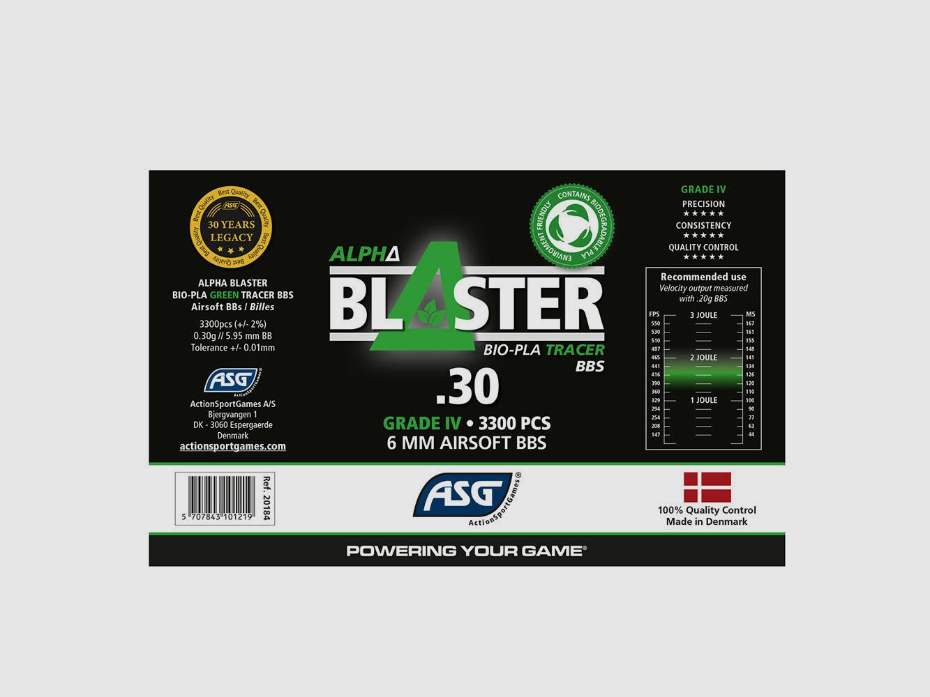 ASG Alpha Blaster Tracer 3300 Stk 6mm BB / 0,30 g / BIO / Grün, Bild 3 von 3
