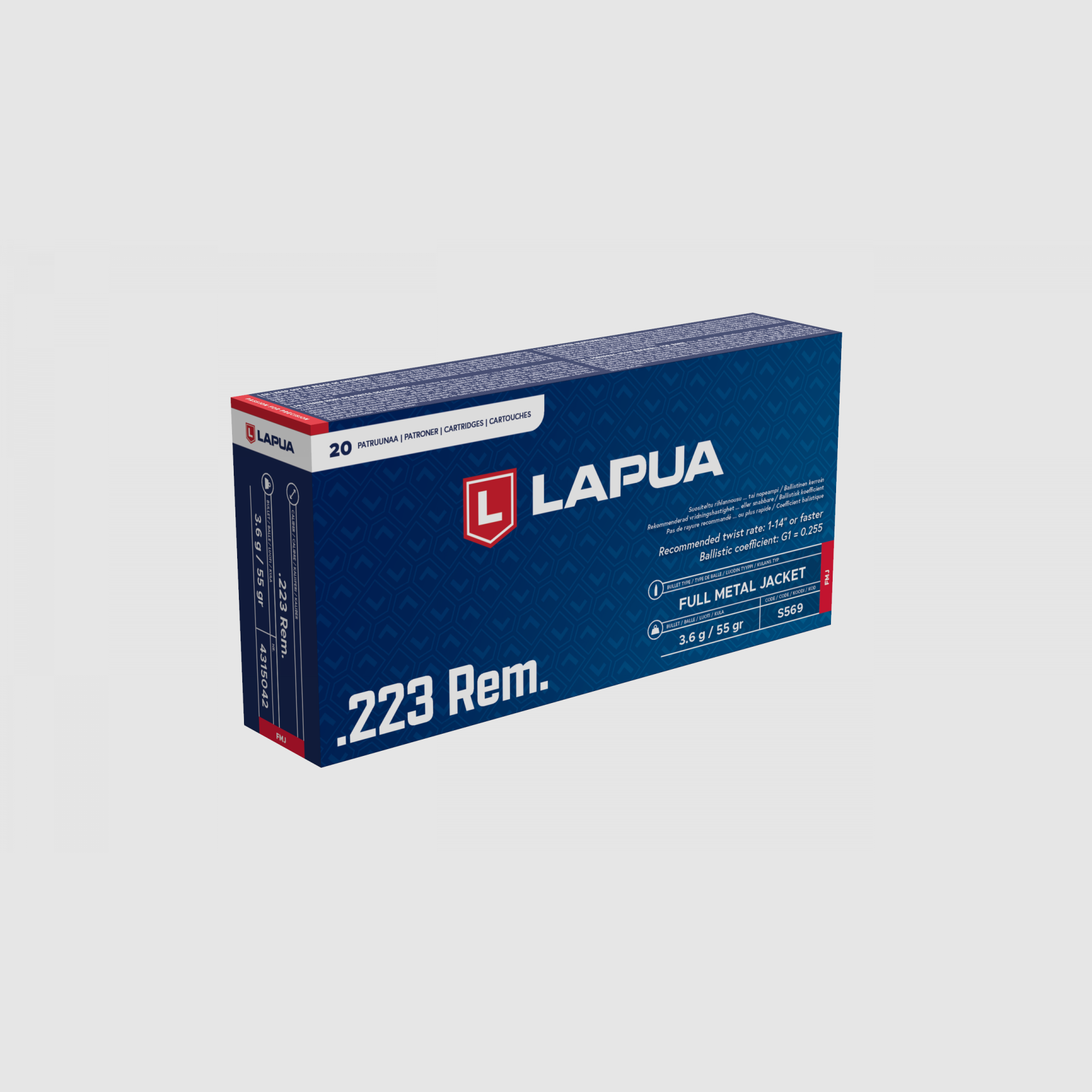 Lapua Munition Centerfire Kal..223 Rem., 20er, FMJ, 3,6g, 55gr., Bild 1 von 2