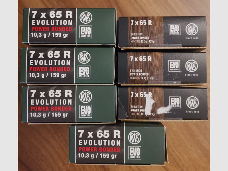 120 Schuß RWS 7 x 65 R Evolution Power Bonded 10,3 g / 159 gr Jagd Patronen