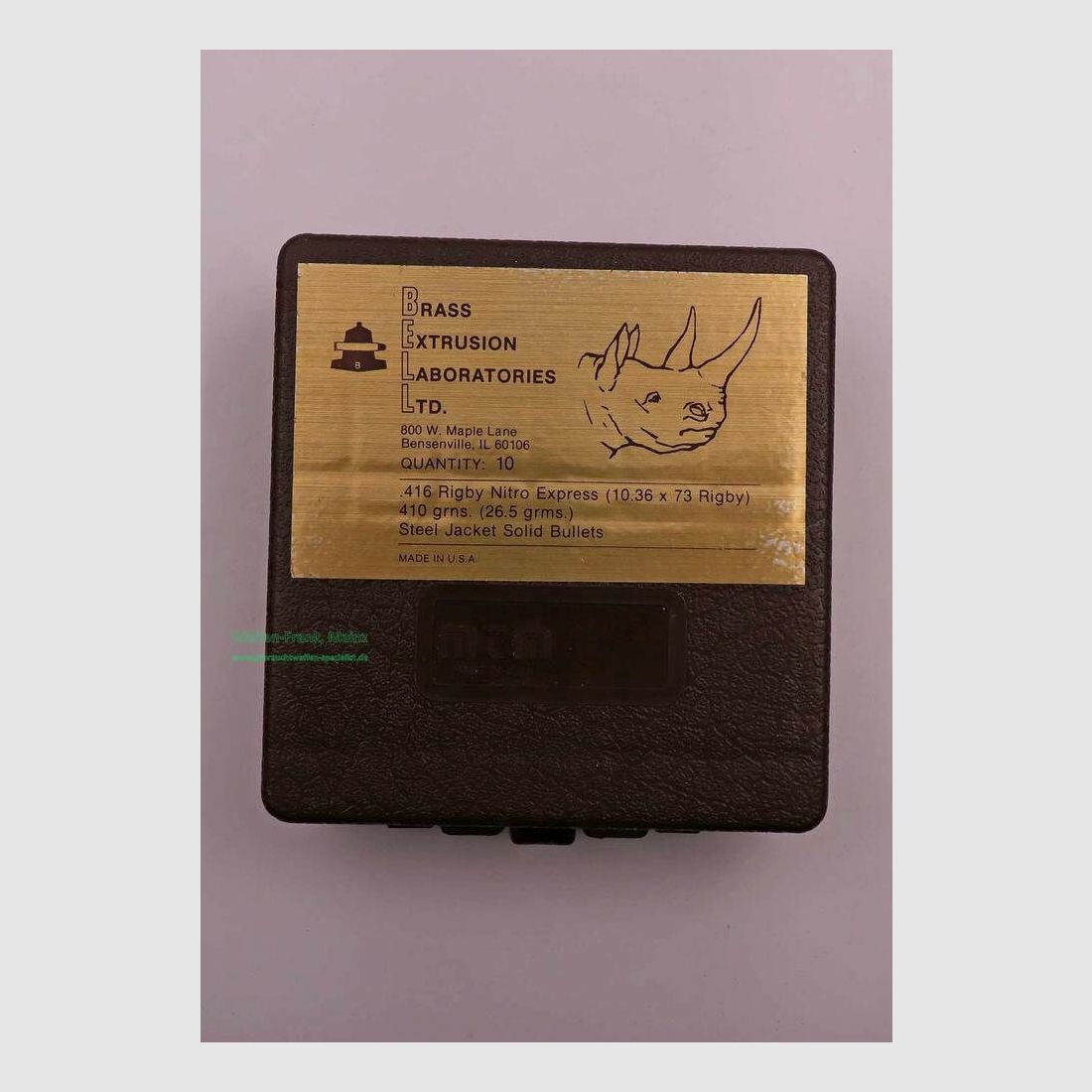 Bell, USA rifle cartridges .416 Rigby