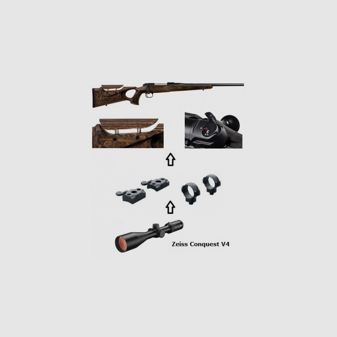 Mauser M12 MAX + Zeiss Conquest V4 3-12x56 + Montage + ... Komplettpaket