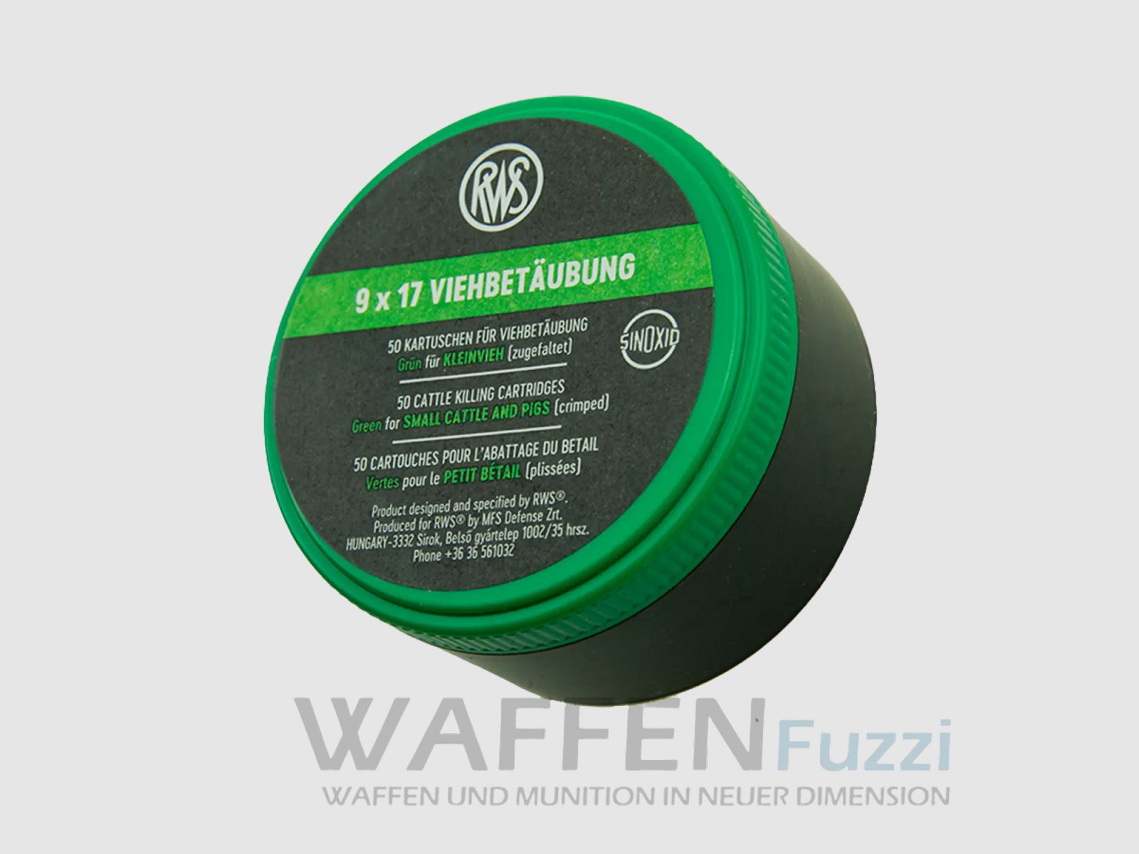 Cartuchos Kerner para aturdir ganado VERDE calibre 9x17