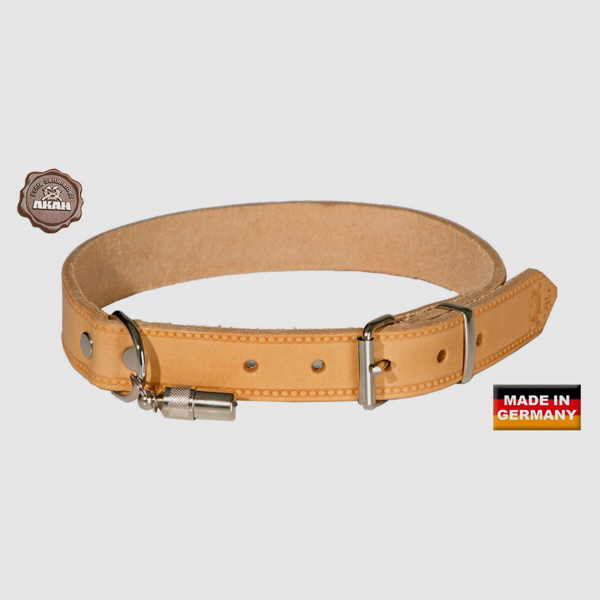 AKAH Halsband genietet aus Fahlleder 35 cm