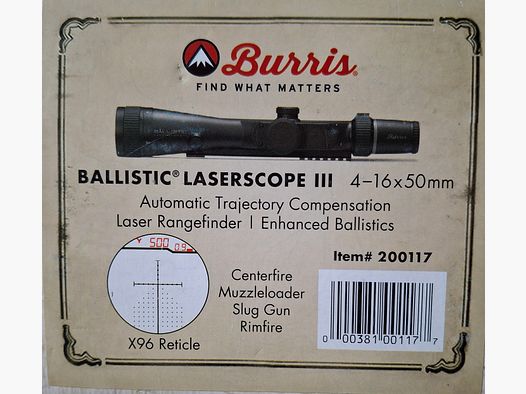 Burris Ballistic LaserScope III 4-16x50 Variant Drukknop Nieuw...!!!
