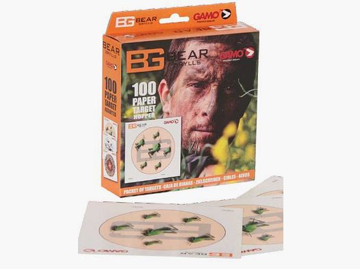 GAMO PAPER TARGET BEAR GRYLLS TARGET HOPPER PACK. 100 PCS